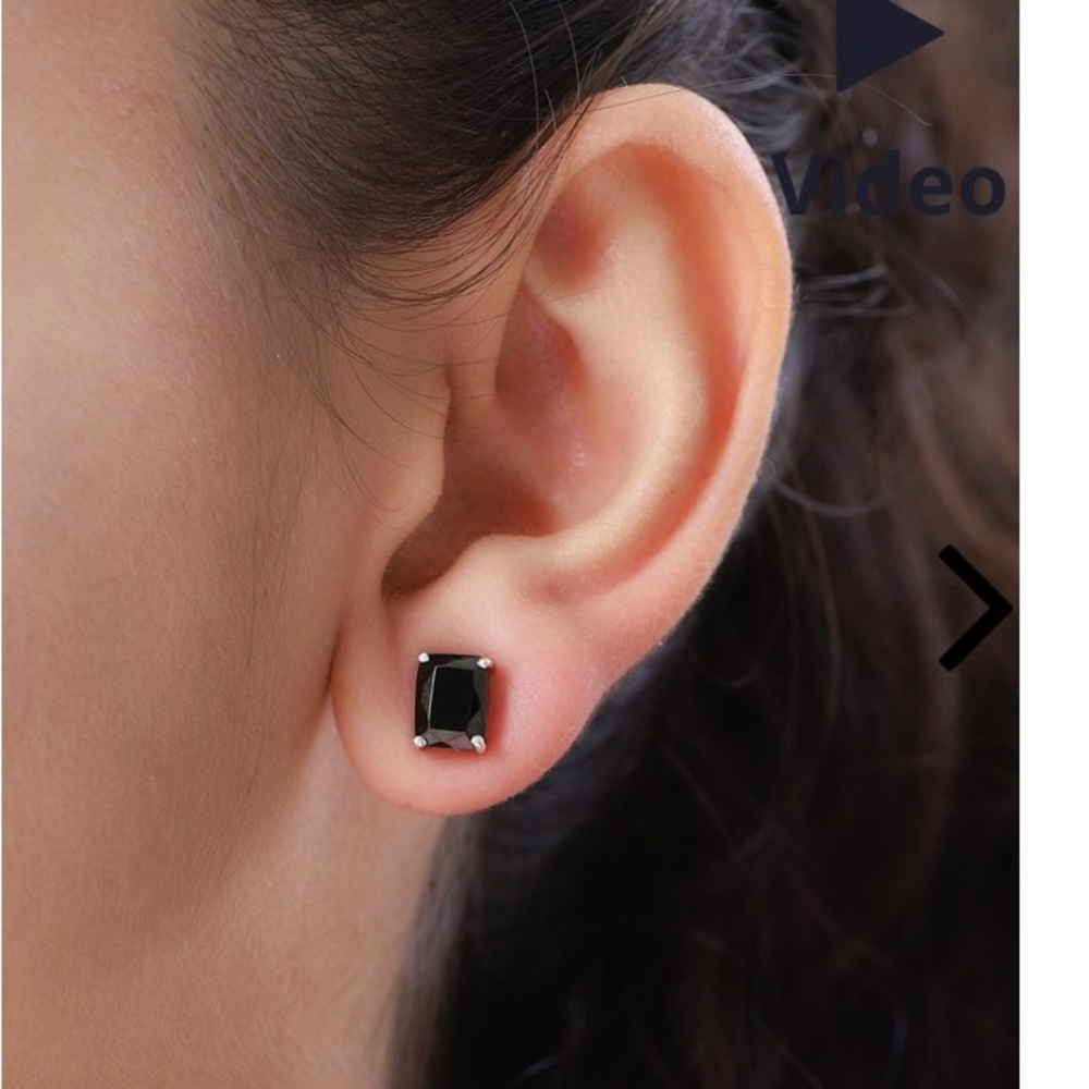 Elite Shungite Solitaire Stud Earrings in Platinum over Sterling Silver. New